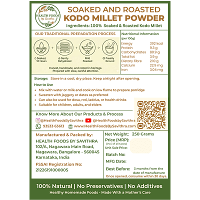 Soaked & Roasted Kodo Millet Powder (250 g)