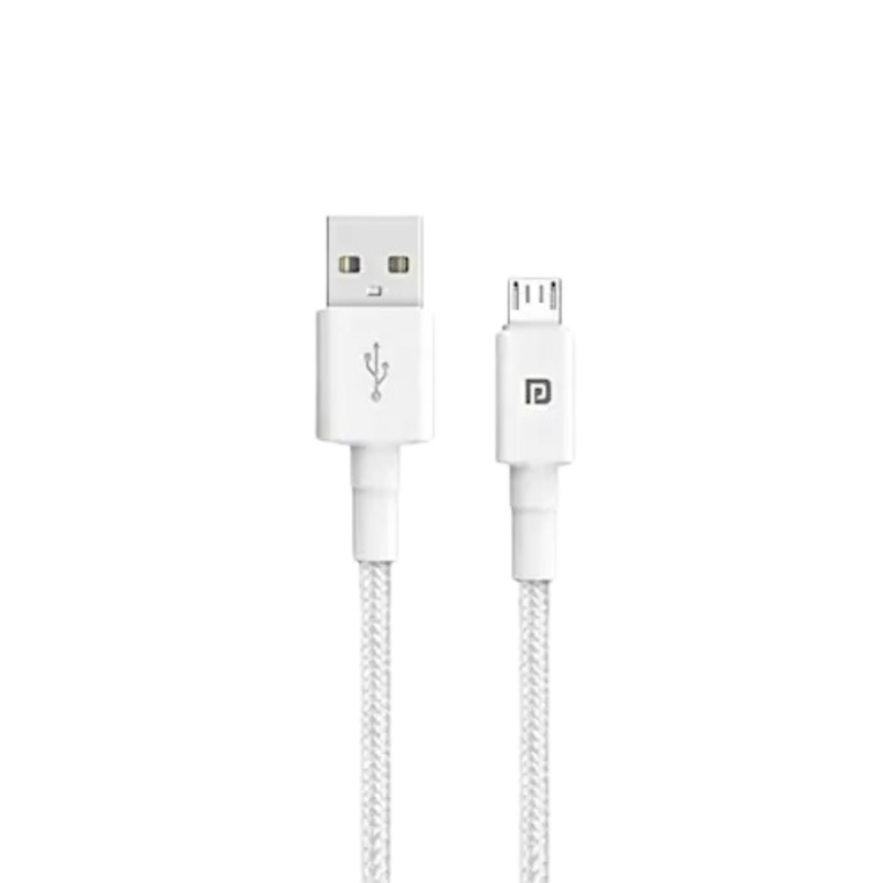 Portronics Konnect B 1mtr White Nylon Braided Micro USB Cable White