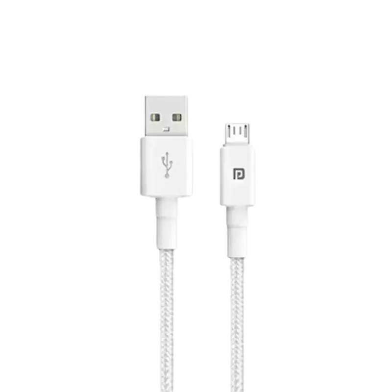 Portronics Konnect B 1mtr White Nylon Braided Micro USB Cable White