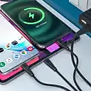 Portronics POR 1313 Konnect A Trio 3-in-1 Cable – Micro USB, Lightning, Type-C, Nylon Braided, Black