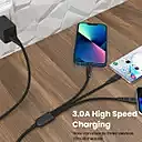 Portronics POR 1313 Konnect A Trio 3-in-1 Cable – Micro USB, Lightning, Type-C, Nylon Braided, Black