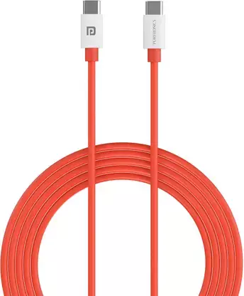 Portronics Konnect Dash Max 65W Type-C to Type-C Cable – Red is a high-speed charging and data transfer cable, designed for durability and efficiency, perfect for modern devices.