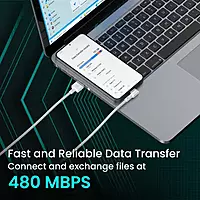 Portronics Konnect L – 8-Pin USB Cable, 3A, 2M, Grey. Fast charging and data transfer, durable design, compatible with various devices, perfect for everyday use and travel.