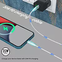 Portronics Konnect L – 20W PD Type-C to Lightning Cable, White. Fast charging and data transfer, durable design, compatible with iPhone and iPad. Perfect for on-the-go charging needs.