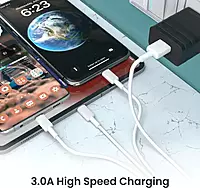 Portronics Konnect Link 3 – 3-in-1 Cable, 3A, 1M, White. Versatile charging solution for multiple devices. Durable design, fast charging, and convenient length for everyday use.