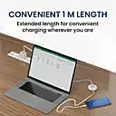 Portronics POR 2272 Konnect Recoil USB-C to USB-C Cable – 100W, 1M, Flat Retractable, White