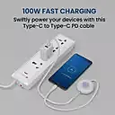 Portronics POR 2272 Konnect Recoil USB-C to USB-C Cable – 100W, 1M, Flat Retractable, White