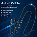 Portronics POR 2270 Konnect Tetra 4-in-1 Cable – USB & Type-C to Lightning & Type-C, 60W, Black