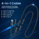 Portronics POR 2270 Konnect Tetra 4-in-1 Cable – USB & Type-C to Lightning & Type-C, 60W, Black