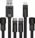 Portronics POR 2270 Konnect Tetra 4-in-1 Cable – USB & Type-C to Lightning & Type-C, 60W, Black