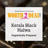 Worth2Deal logo over halwa background Kerala sweet branding