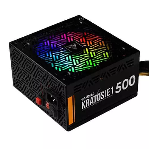 Gamdias Kratos E1-500 SMPS – 500W Power Supply 80 Plus RGB Lighting Non-Modular