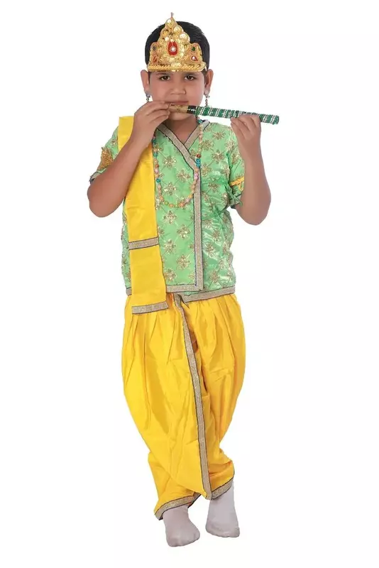 Krishna Fancy Dress Costume Parrot Green and Yellow