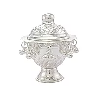 Sterling Silver Kunguma Chimizh Holder | Traditional Kumkum & Sindoor Dabbi for Pooja