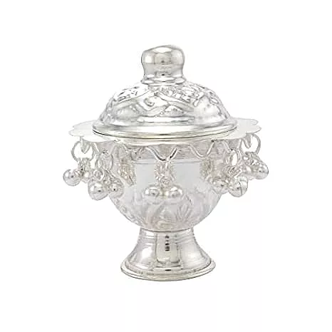 Sterling Silver Kunguma Chimizh Holder | Traditional Kumkum & Sindoor Dabbi for Pooja
