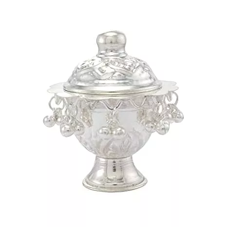 Sterling Silver Kunguma Chimizh Holder | Traditional Kumkum & Sindoor Dabbi for Pooja