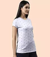 Enamor Short Sleeve Crew Neck Regular Length Pull On Basic Crew T-Shirt For Women - Slim Fit, Soft and Breathable Stretch Cotton - E247
