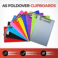 Pack of 10 Janrax A5 Assorted Coloured Foldover Clipboards
