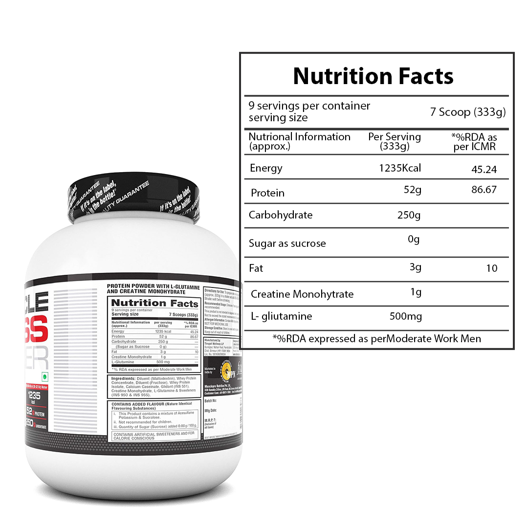 Labrada Muscle Mass Gainer Powder 3 Kg, Vanilla