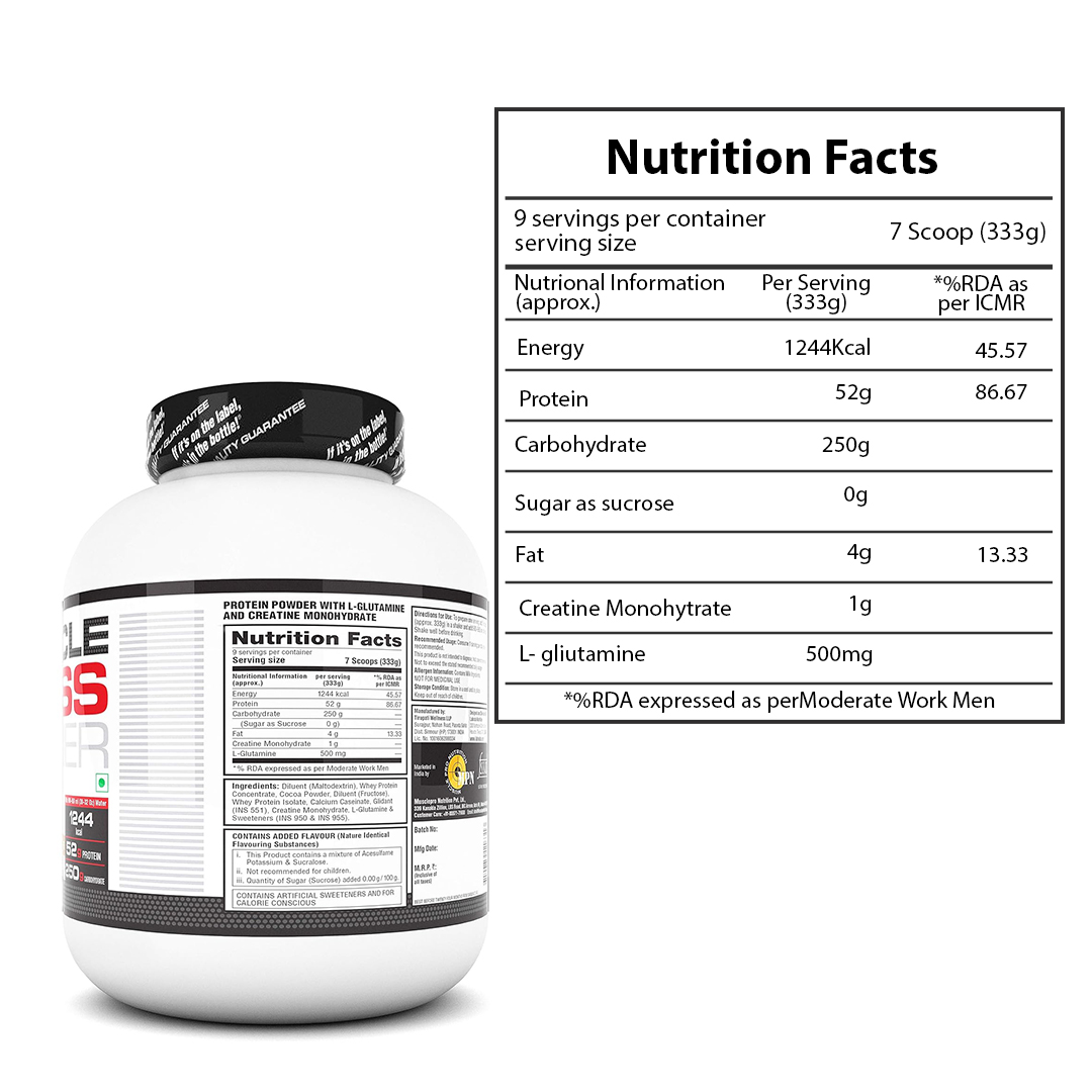 Labrada Muscle Mass Gainer Powder 6.6 lbs (Pack of 3 kg) (Chocolate)