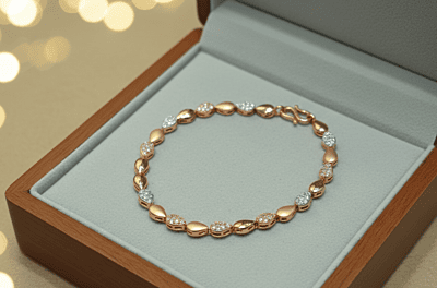 18 kt Rose Gold Teardrop Pave Bracelet