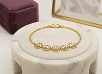 18 kt Gold Two-Tone Floral Filigree Bracelet