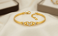18 kt Gold Interlocking Hearts Bangle-Chain Bracelet