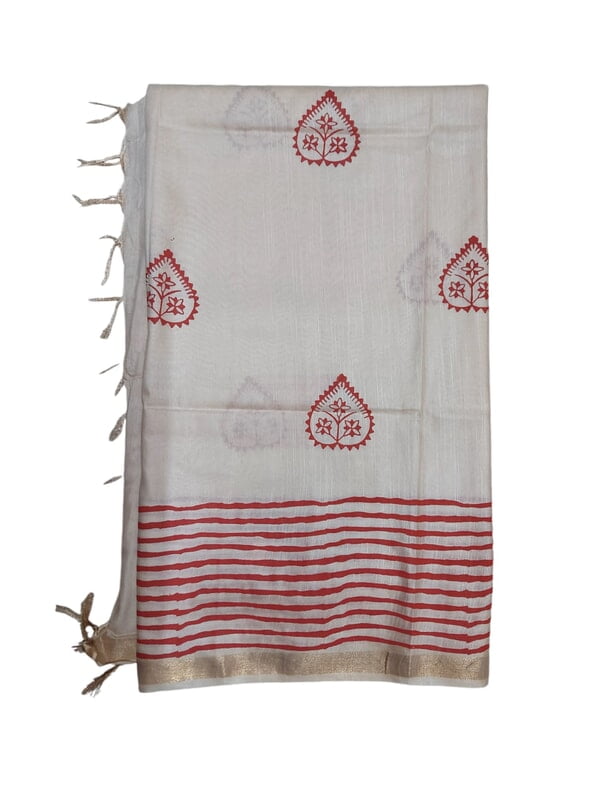 Lal Paar Traditional Bengali Silk Saree with Running Blouse