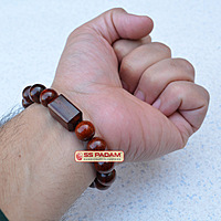 12mm Red Sandalwood (Lal Chandan) Designer Bracelet
