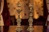 Annapatchi Vilakku (Crowned) – Auspicious Radiance | Fine Brass | Pair | 7.6”