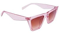 Soigné Female Large Square Sunglasses.See Through Pink Frame with