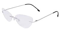 Soigné Female Medium Rimless Cat Eye Spectacle Frame.Silver
