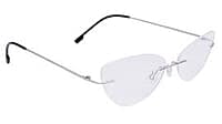 Soigné Female Medium Rimless Cat Eye Spectacle Frame.Silver