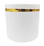 PP Container 100g WHITE Jar + White Cap & Gold Foiling PP Container 100g WHITE Jar + White Cap & Gold Foiling
