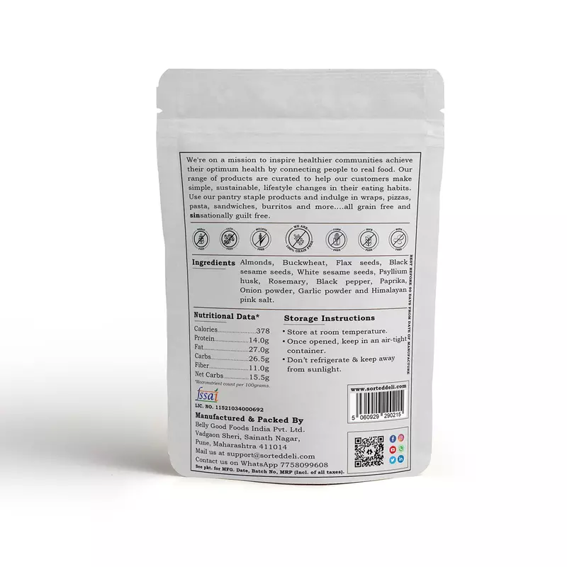 Lavash Crackers Grain Free 100 Gms - Sorted