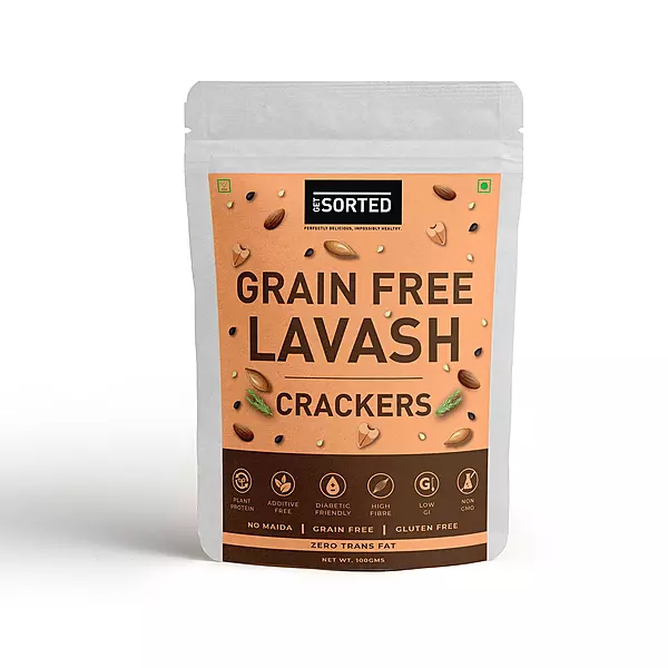 Lavash Crackers Grain Free 100 Gms - Sorted