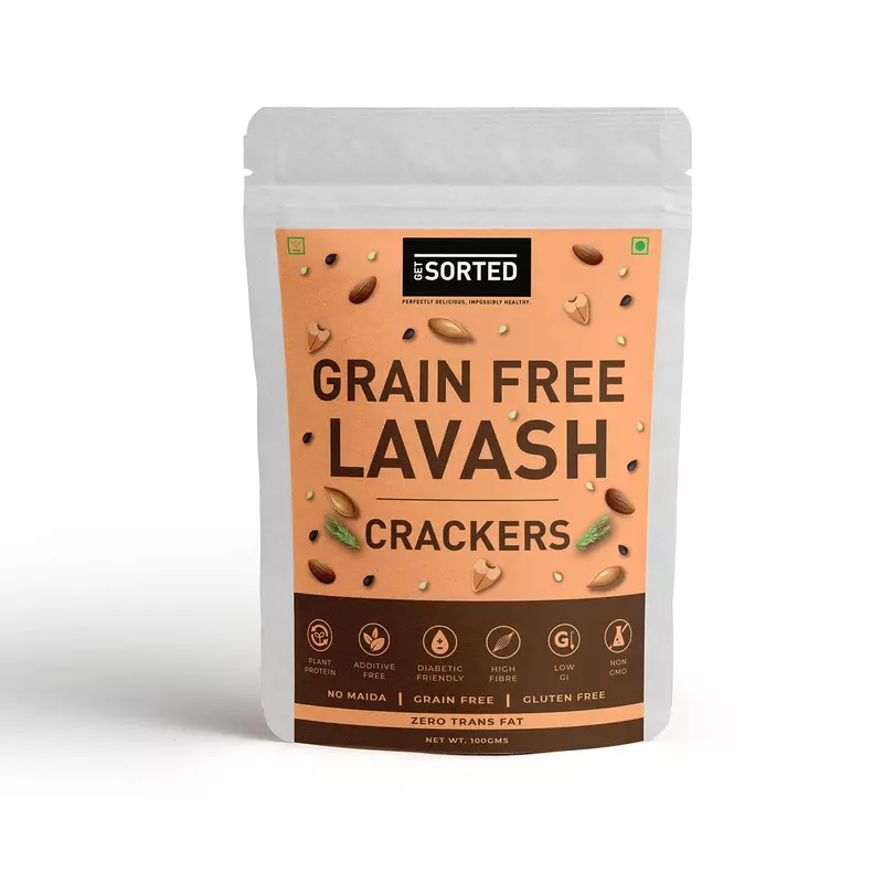 Lavash Crackers Grain Free 100 Gms - Sorted