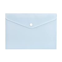 Pack of 12 A4 Light Pastel Blue Soft Touch Plastic Document Wallets with Button Closure