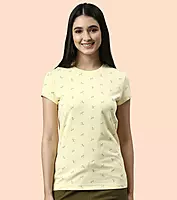 Enamor Short Sleeve Crew Neck Regular Length Pull On Basic Crew T-Shirt For Women - Slim Fit, Soft and Breathable Stretch Cotton - E247