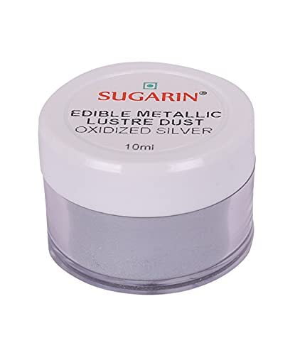 STN Sugarin Edible Metallic Luster Dust Oxidised Silver  10ml