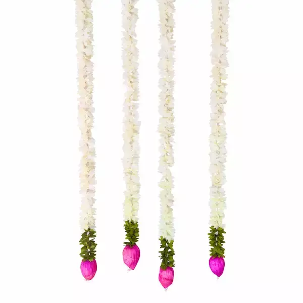 Fabric Flower & Sola Lotus Buds Garland. Hanging Toran. Bulk supply for Home Decor & Events