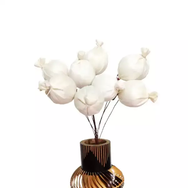 White sola putli flower stick for vase décor, DIY craft, wedding arrangements, eco-friendly home