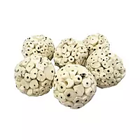 Leafndeor 6cm Natural White Sola Wood Atta Ball for bird foraging toys and home decor