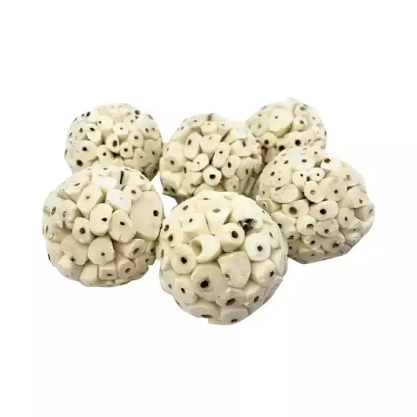 Leafndeor 6cm Natural White Sola Wood Atta Ball for bird foraging toys and home decor