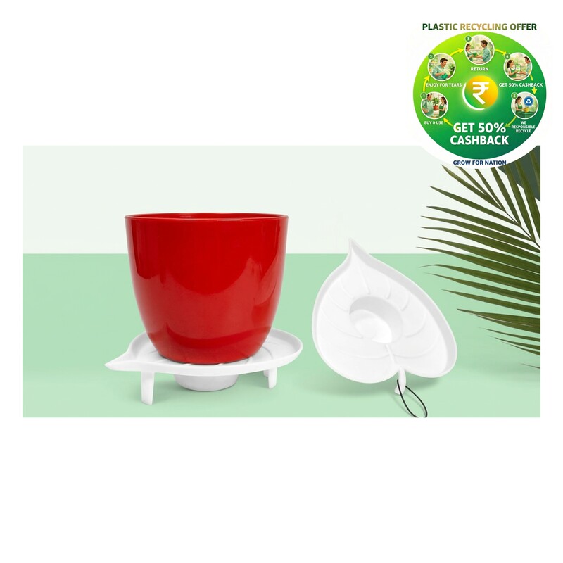 Leaf Tray | 5 Inch Decorative Plastic Planter Tray | Indoor & Balcony Use