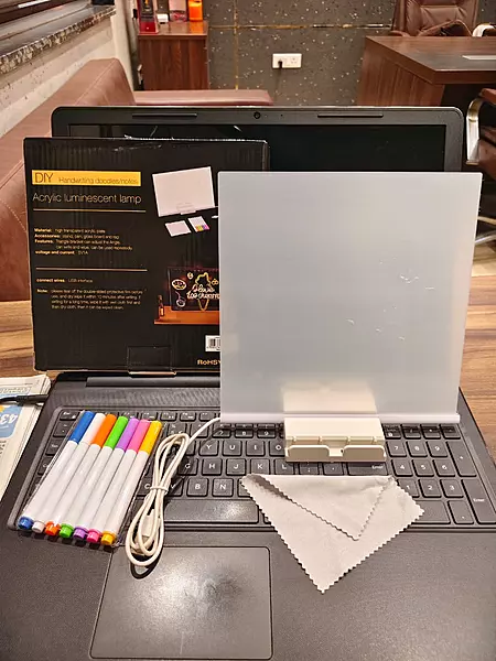 Pebblezapp LED Acrylic Writing Board with Light & 7 Pens | 8x8 in DIY 3D with Reusable Dora keep seek plate Statue