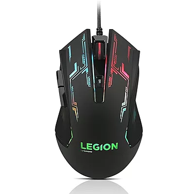Lenovo Legion M200 RGB Gaming Wired USB Mouse, Ambidextrous, 6-Buttons, Upto 2400 DPI with 4 Levels DPI Switch, Multicolor-Colour RGB Backlight