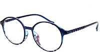 Soigné Unisex Oversized Round Spectacle Frame.Blue&Transparent
