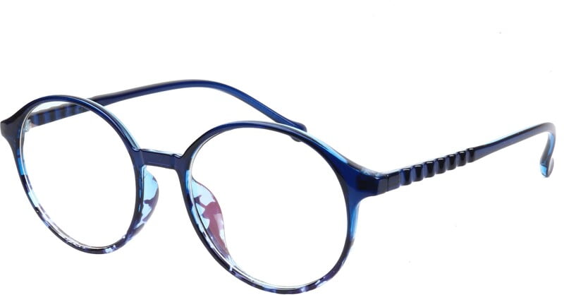 Soigné Unisex Oversized Round Spectacle Frame.Blue&Transparent