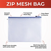 Pack of 12 A5 Blue Zip Strong Mesh Bags - Tough Waterproof Storage